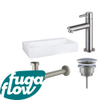 FugaFlow Eccelente Arredo fonteinset - 38x24x8cm - 1 kraangat - marmer - fonteinkraan RVS geborsteld - wit - Black Friday - SW1125320