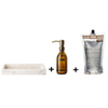 Coffret cadeau Wellmark Marble - plateau 30x12x3.5cm - Marbre Blanc - Savon liquide 250ml - recharge 1 litre bambou SW916939