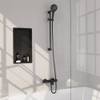BRAUER Stripe Mitigeur thermostatique douche de bain - SET 02 - apparent - barre coulissante - douchette 3 positions - flexible de douche - noir mat SW1435110