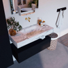 Mondiaz ALAN-DLUX Ensemble de meuble - 100cm - meuble Urban mat - 1 tiroir - Lavabo Cloud Glace suspendu - vasque Centre - 0 trous de robinet SW804964