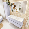 Mondiaz VICA Ensemble de meubles de salle de bains - 120cm - cale - 2 tiroirs - Lavabo MOON - double sans trou de robinet - couleur talc - Version XL 60cm de haut SW1189307