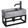 Differnz Ravo pack lave-mains – 38,5 x 18,5 x 25 cm – béton gris foncé – robinet courbé noir mat – avec cadre noir SW373229