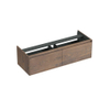 Forzalaqua Reno 2.0 meuble sous-lavabo 140x51x40cm avec 2 tiroirs sans poignées à fermeture douce Chêne massif Havanna SW492380