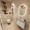 MONDIAZ TURE-DLUX Meuble toilette - 60cm - Cale - EDEN - vasque Frappe - position gauche - sans trou de robinet SW1102660