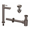 INK 2A Kit robinet lave-mains - robinet lave-mains sur pied - haut - toujours ouvert - bonde et siphon design - Métal noir SW450956