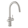Grohe Blue Home Keukenkraan - uittrekbare c uitloop - 1 gats - filterfunctie - plat licht en bruisend water - Brushed Supersteel (RVS) SW236970