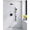 Fortifura Calvi Inbouw Regendoucheset - rond - thermostatisch - wandarm - glijstang - 25cm - hoofddouche - handdouche rond - metalen doucheslang - PVD - geborsteld gunmetal (antraciet) SW1244941