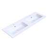 Arcqua Mira Inbouw Wastafel - 141x46x1.5cm - dubbele wasbak - 2 kraangaten - cast marble - mat wit SW1581371