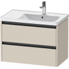 Duravit Ketho.2 Wastafelonderbouwkast - met 2 laden - voor waskom rechts - 78.4x45.5x54.9cm - met grepen antraciet - taupe supermat SW772431