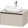 Duravit Ketho.2 Wastafelonderbouwkast - inclusief consoleplaat - met 1 lade - 80x55x45.9cm - met handgreep antraciet - taupe mat SW772800