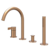 IVY Pact Combinaison de bord de baignoire - 4 voies - mitigeur - bec pivotant - douchette extractible - cuivre brossé mat PVD SW1031174