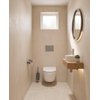 Pack WC QeramiQ Dely Swirl Compact - réservoir encastrable Geberit UP320 - avec bâti-support Burda - abattant slim - plaque de commande en plastique gris clair - boutons rectangulaires - blanc brillant SW1592301