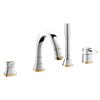 Grohe Grandera 4 gats badrandkraan met baduitloop met omstel met handdouche en doucheslang 150cm chroom/goud 0437848 Grohe Grandera 4 gats badrandkraan met baduitloop met omstel met handdouche en doucheslang 150cm chroom/goud 0437848