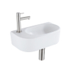 QeramiQ Fuente fonteinset – halfrond – 40x21.5x12 cm – keramiek wit mat – kraangat links – kraan geborsteld RVS SW1232810