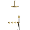 Hotbath Cobber IBS70 Regendoucheset - inbouw - 15cm plafondarm - 30cm ronde hoofddouche - 3 standen handdouche - PVD - geborsteld messing (goud) SW677681