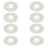 QAZQA Xena spot encastré - set de 8 - 8x8cm - IP44 - rond - blanc mat SW1209717