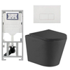 QeramiQ Dely Pack WC - 36.3x51.7cm - à fond creux - sans bride - réservoir WC attenant Geberit UP320 - abattant WC à fermeture douce - plaque de déclenchement brillante blanche - boutons rectangulaires - noir mat SW1102473