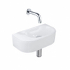 QeramiQ Fuente fonteinset – halfrond – 40x21.5x12 cm – keramiek wit glans – zonder kraangat – chromen kraan SW1233074