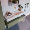 Mondiaz ALAN-DLUX Ensemble de meuble - 110cm - meuble Army mat - 1 tiroir - Lavabo Cloud Frappe suspendu - vasque Droite - 0 trous de robinet SW805520