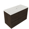 Saniclass Holz Pure Badkamermeubelset - 100x45x63cm - Dia marmeren wastafelblad gepolijst (wit) - zonder kraangat - 2 lades - mat eiken charcoal (hout) SW1478355