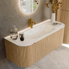 MONDIAZ KURVE-DLUX Meuble de salle de bains 120 cm avec module 25 Len R couleur Oak avec 1 tiroir et 2 portes. Lavabo BIG SMALL central 1 trou de robinet couleur Ostra. SW1137738
