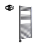 Sanicare HPW Elektrische Radiator - 111.8x45cm - 596W - wifi - thermostaat - zwart - linksonder - gunmetal (antraciet) SW1448039