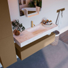 Mondiaz ALAN-DLUX Ensemble de meuble - 130cm - meuble Oro mat - 1 tiroir - Lavabo Cloud Ostra suspendu - vasque Centre - 1 trou de robinet SW807543