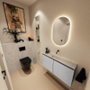 MONDIAZ TURE-DLUX meuble WC 100 cm Plata. Lavabo EDEN Opalo position milieu. Sans trou de robinet. SW1104479