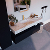 Mondiaz ALAN-DLUX Ensemble de meuble - 130cm - meuble Urban mat - 1 tiroir - Lavabo Cloud Frappe suspendu - vasque Centre - 1 trou de robinet SW804906