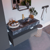 Mondiaz ALAN-DLUX Ensemble de meuble - 100cm - meuble Plata mat - 1 tiroir - Lavabo Cloud Lava suspendu - vasque Droite - 1 trou de robinet SW808626