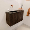 Mondiaz JOYA-DLUX 71.6cm toiletmeubel - ronding rechts kleur Walnut - Wastafel FAYE positie Links Zonder kraangat kleur Lava. SW1422467