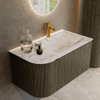 Mondiaz KURVE-DLUX Ensemble de meuble de salle de bains - 85x46x40cm - 1 tiroir - 1 porte - lavabo solid surface - droit - 1 trou de robinet - Shadow SW1414535
