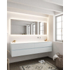 Mondiaz VICA ensemble de meuble de salle de bain - 200cm - meuble sous-vasque argile - 4 tiroirs - lavabo nuage droite - sans trou de robinet - miroir LED - version XL 60cm de haut SW1097987