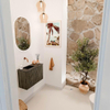 Mondiaz JOYA-DLUX 60cm toiletmeubel - kleur Shadow - Wastafel FAYE positie Links Zonder kraangat kleur Lava. SW1422806