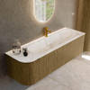 Ensemble de meuble de salle de bain Mondiaz KURVE-DLUX - 145x46x40cm - 1 tiroir - 1 porte - lavabo en solid surface - droite - 1 trou de robinet - Dusk SW1414914