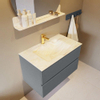 Mondiaz VICA-DLUX ensemble de meuble de salle de bain - 80cm - meuble sous lavabo plata - 2 tiroirs - lavabo encastré cloud milieu - 1 trou de robinet - miroir modèle spot - version XL 60cm haut - ostra SW1098409