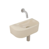 QeramiQ Fuente fonteinset – halfrond – 40x21.5x12 cm – keramiek beige – kraan geborsteld RVS – geribbeld SW1233105