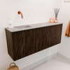 Mondiaz JOYA-DLUX 100cm toiletmeubel - kleur Walnut - Wastafel FAYE positie Links Zonder kraangat kleur Glace. SW1422401