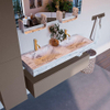 Mondiaz ALAN-DLUX Ensemble de meuble - 130cm - meuble Smoke mat - 1 tiroir - Lavabo Cloud Glace suspendu - vasque Gauche et droite - 2 trous de robinet SW805839