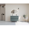 HR Infinity XXL ensemble de meubles de salle de bain 3d 100 cm 1 lavabo en céramique fin blanc mat 2 trous de robinet 2 tiroirs essence mat SW863483