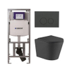 QeramiQ Dely Toiletset - 36.3x51.7cm - diepspoel - rimless - Geberit UP320 inbouwreservoir - met Burda frame - softclose toiletzitting - bedieningsplaat mat antraciet - ronde knoppen - zwart mat SW1164769