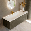 Mondiaz KURVE-DLUX Ensemble de meuble de salle de bains - 135x46x40cm - 1 tiroir - 1 porte - vasque solid surface - gauche - 1 trou de robinet - Shadow SW1414470