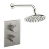 Crosswater MPRO Ensemble de douche de pluie encastré - 2 poignées - pomme de douche 20 cm - bras mural - inox brossé SW1472512