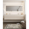 MONDIAZ VICA Ensemble meuble de salle de bains - 200cm - 4 tiroirs - vasque Cloud double - 2 trous de robinet - solid surface linen SW411035