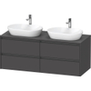 Duravit Ketho.2 Wastafelonderbouwkast - inclusief consoleplaat - met 4 laden - voor dubbele waskommen - 140x55x56.8cm - met handgrepen antraciet - grafiet mat SW772994