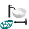 FugaFlow Eccelente Arredo vasque à poser 44x44x13.5cm avec robinet et vidange bonde clic clac Carré Porcelaine Noir mat SW1125359