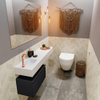 MONDIAZ ANDOR Meuble de WC - 120x30x30cm - 1 trou de robinet - 1 tiroir - urban mat - lavabo à gauche - Solid surface - Blanc SW473973
