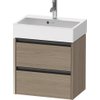 Duravit Ketho 2 Meuble sous-lavabo - 2 tiroirs - 58.4x39x54.9cm - poignées anthracite - chêne terra mat SW773036