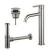 Fortifura Calvi Kit mitigeur lavabo - robinet rehaussé - bonde clic clac - siphon design - PVD Inox brossé SW915271