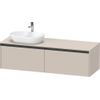 Duravit Ketho.2 Wastafelonderbouwkast - inclusief consoleplaat - met 2 laden - voor waskom links - 160x55x45.9cm - met handgrepen antraciet - taupe mat SW772813